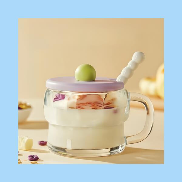Add a modern touch to your kitchen with a glass mug.