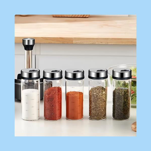 Add flavor to every dish with the convenience of a glass spice shaker