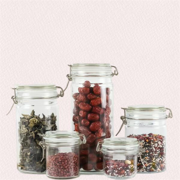 Store your snacks in style with a glass jar and clamp lid