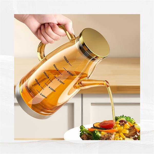 Keep track of your oil usage with a clear glass dispenser