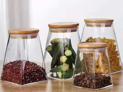 Best hexagon glass jar with gold lid