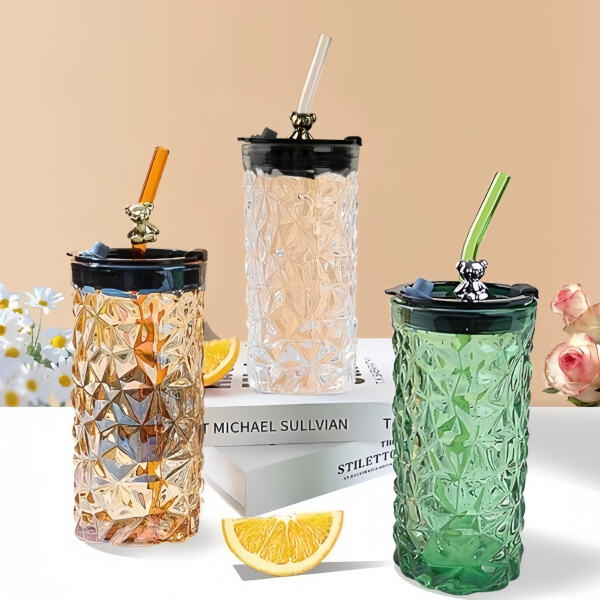 Upgrade your hydration game with a trendy glass mug featuring a chic straw for sipping on the go.