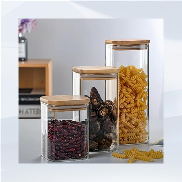 Clear visibility and easy access with square glass jars