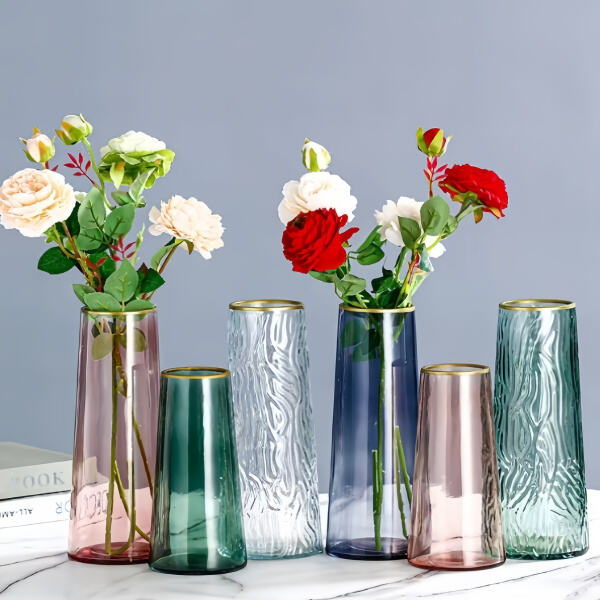 The intricate details of a hand-blown crystal glass vase