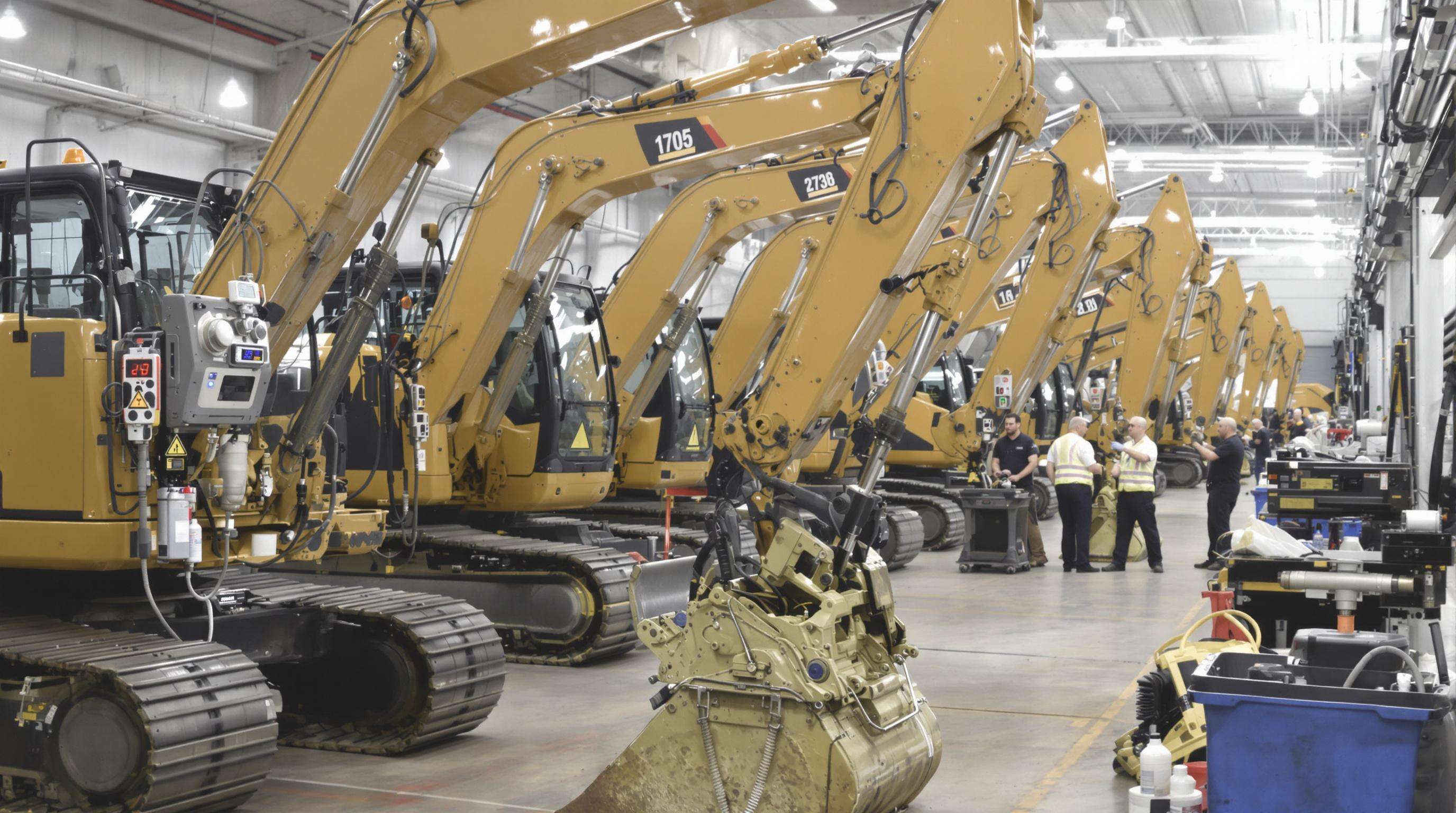 Mechanics using digital hour loggers to plan long-term preventive maintenance on excavators