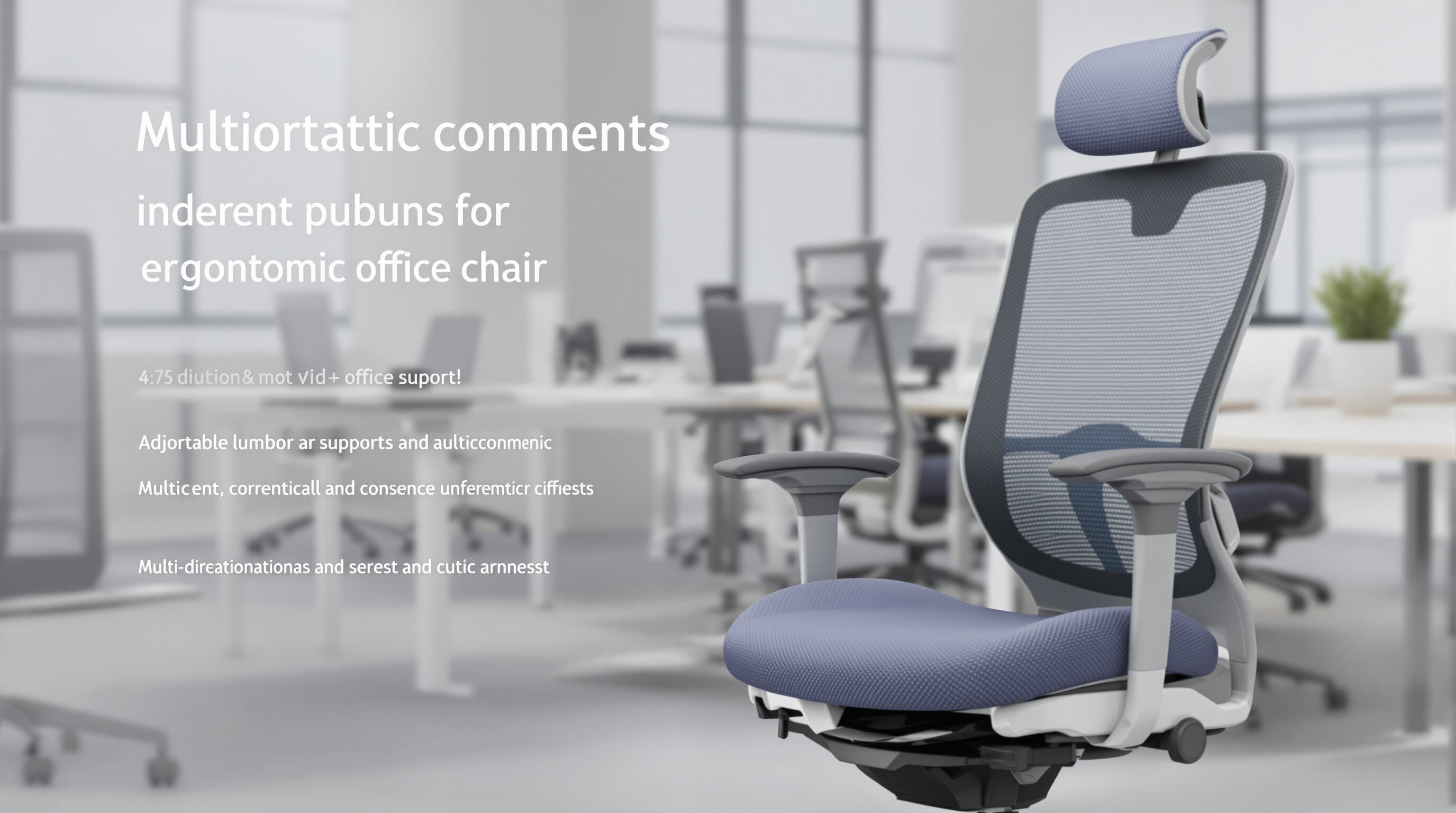 Modern ergonomic office chair showing adjustable lumbar support, mesh back, and armrests in a muted office setting