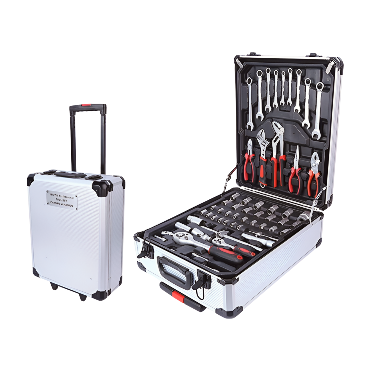 product 187pcs complete auto repair mechanic tool kit includes combination socket set wrench spanner aluminum box for car repair set-3