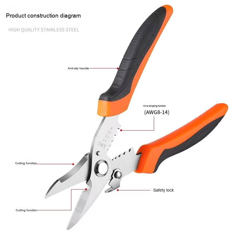 product multi function wire stripper cutter with soft grip plastic handle cable peeling fishing edge oem customizable spot supply-4
