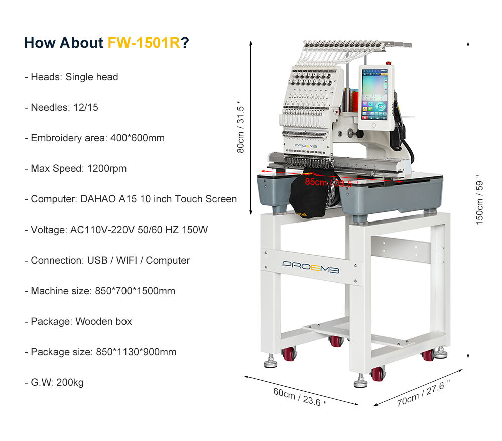 product proemb high quality free accessories flat cap embroidery machine single head embroidery machine computerized embroidery machine-57