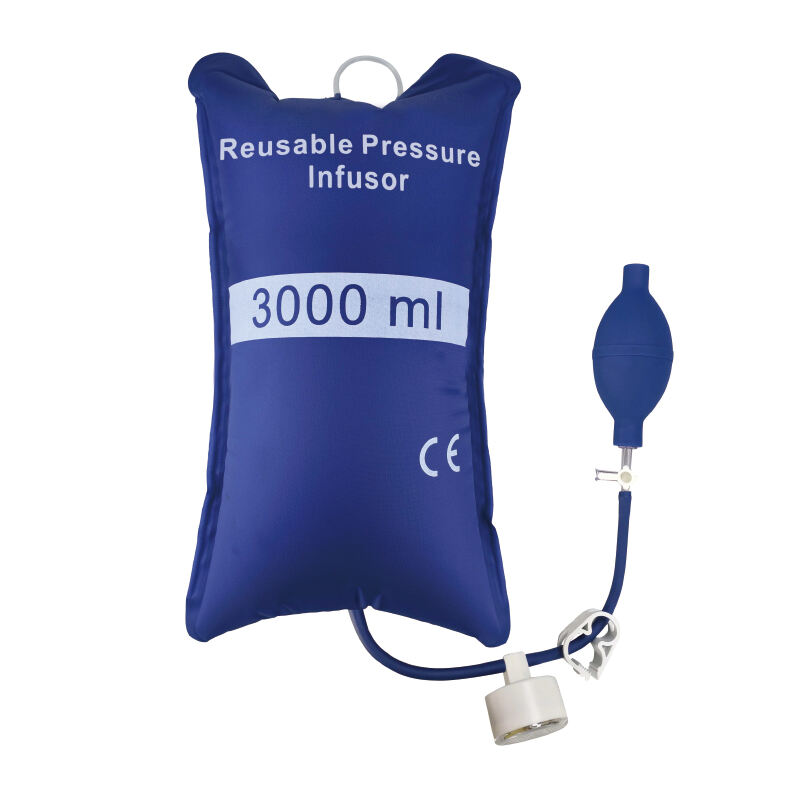 圧力注入バッグ - 500ml/1000ml/3000ml 血液および体液の迅速注入用、圧力表示カラム/アネリオドゲージ付き注入、病院緊急用