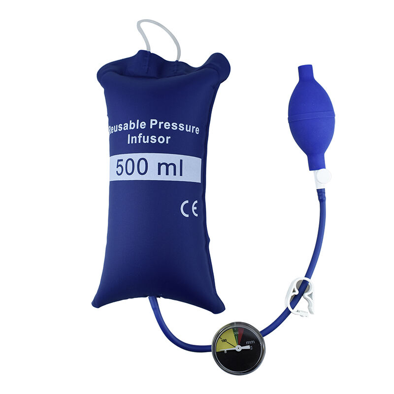 圧力注入バッグ - 500ml/1000ml/3000ml 血液および体液の迅速注入用、圧力表示カラム/アネリオドゲージ付き注入、病院緊急用