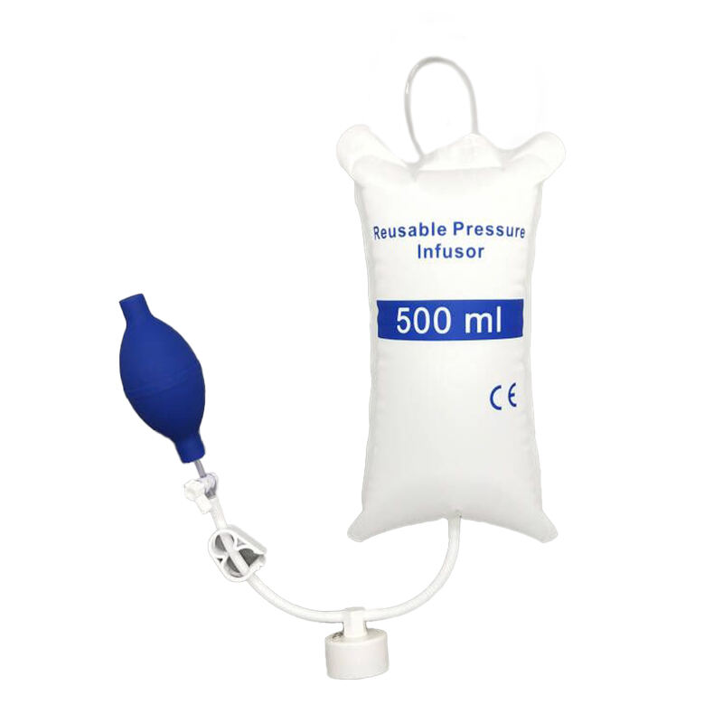 American Hospital Supply Medisinsk trykkinfusjonspose – 500ml/1000ml/3000ml, infusjonssekk med IV-stang med 3-veis stoppekran eller vriventil, medisinsk utstyr og utstyr med fargekodet måler