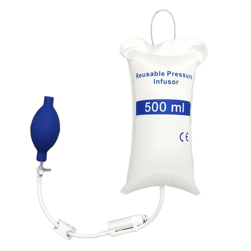 American Hospital Supply medicinsk trykinfusionspose – 500 ml/1000 ml/3000 ml, IV-stang infusionssæk med 3-vejs stophane eller drejeventil, farvekodet måler medicinsk udstyr og udstyr