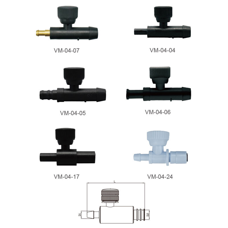 Ročni plastični/kovinski ventil za izpust zraka z majhnim kovinskim ali plastičnim puščičnim priključkom