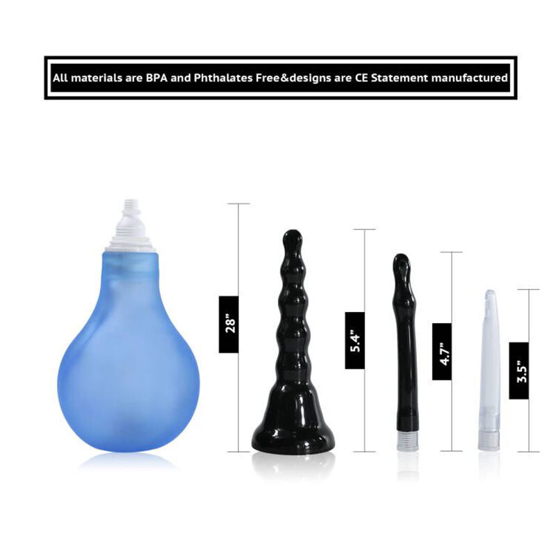 Klysmalampensets voor dames en heren, intieme vrouwelijke douche, anale douchelamp met 5 vervangbare mondstukken en 27.56 inch siliconenslang, BPA- en ftalatenvrij, helder