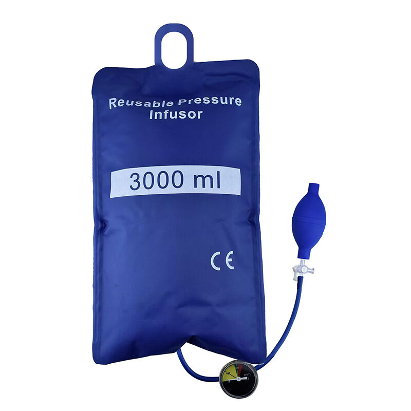 Bolsa de infusión de presión -500 ml/1000 ml/3000 ml para infusión rápida de sangue e fluídos, infusión con columna de visualización de presión/manómetro para emerxencia hospitalaria