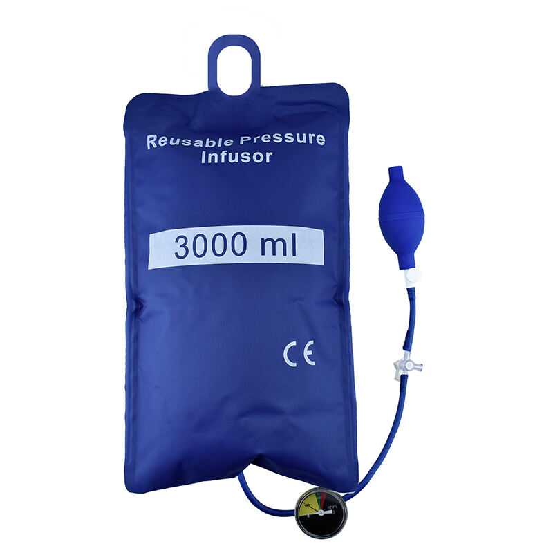 Pressure Infusion Bag -500ml/1000ml/3000ml para sa Blood and Fluid Quick Infusion, Infusion na may Pressure Display Column/Aneriod Gauge para sa Emergency ng Ospital