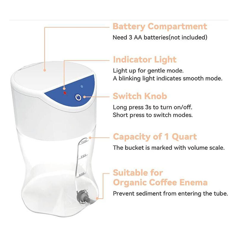 Kit de balde de enema elétrico - Conjunto de enema de café orgânico 1 quarto - Kit de enema automático para limpeza de cólon - Fácil e reutilizável
