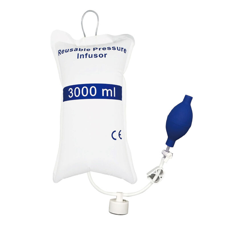 Saco de infusão de pressão médica American Hospital Supply - 500ml / 1000ml / 3000ml, saco de infusão de pólo IV com torneira de 3 vias ou válvula giratória, medidor com código de cores, suprimentos e equipamentos médicos