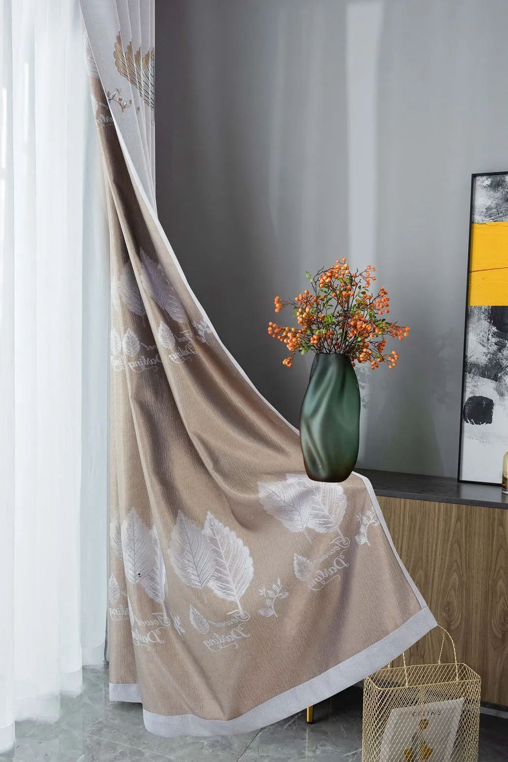 Foulola News:2.8/3.2m Width Jacquard Blackout Curtain 2201Series details