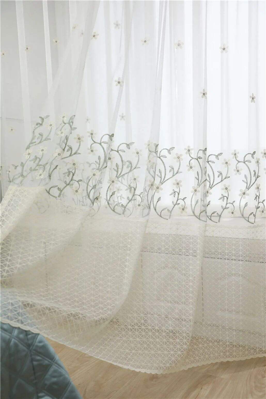 Foulola: X-2021 Series High Grade Embroidery Curtain with Sheers details
