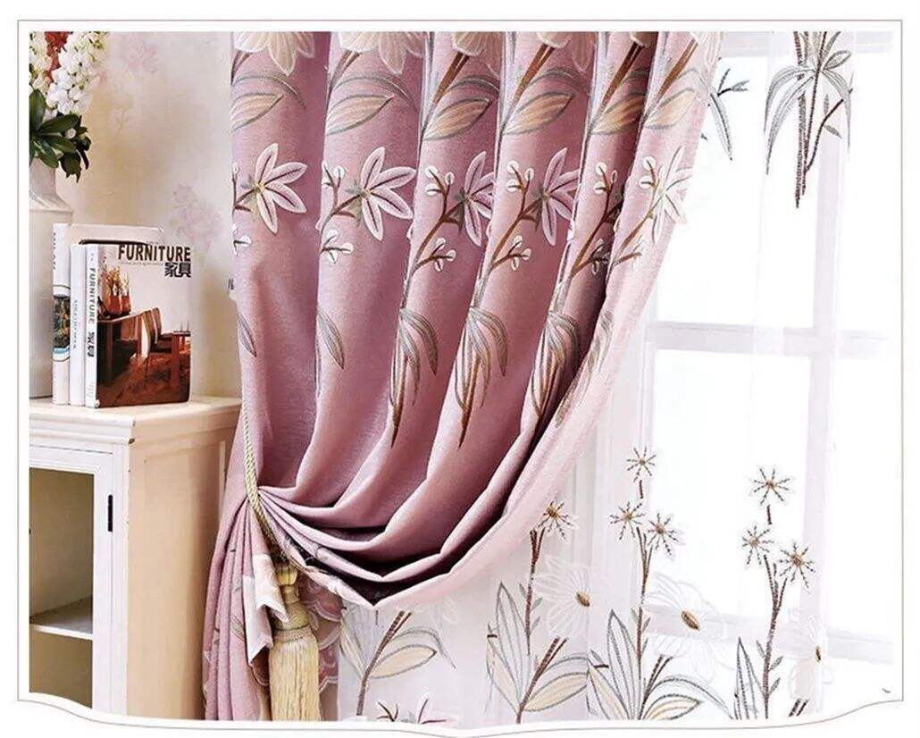 Foulola: X-2021 Series High Grade Embroidery Curtain with Sheers supplier