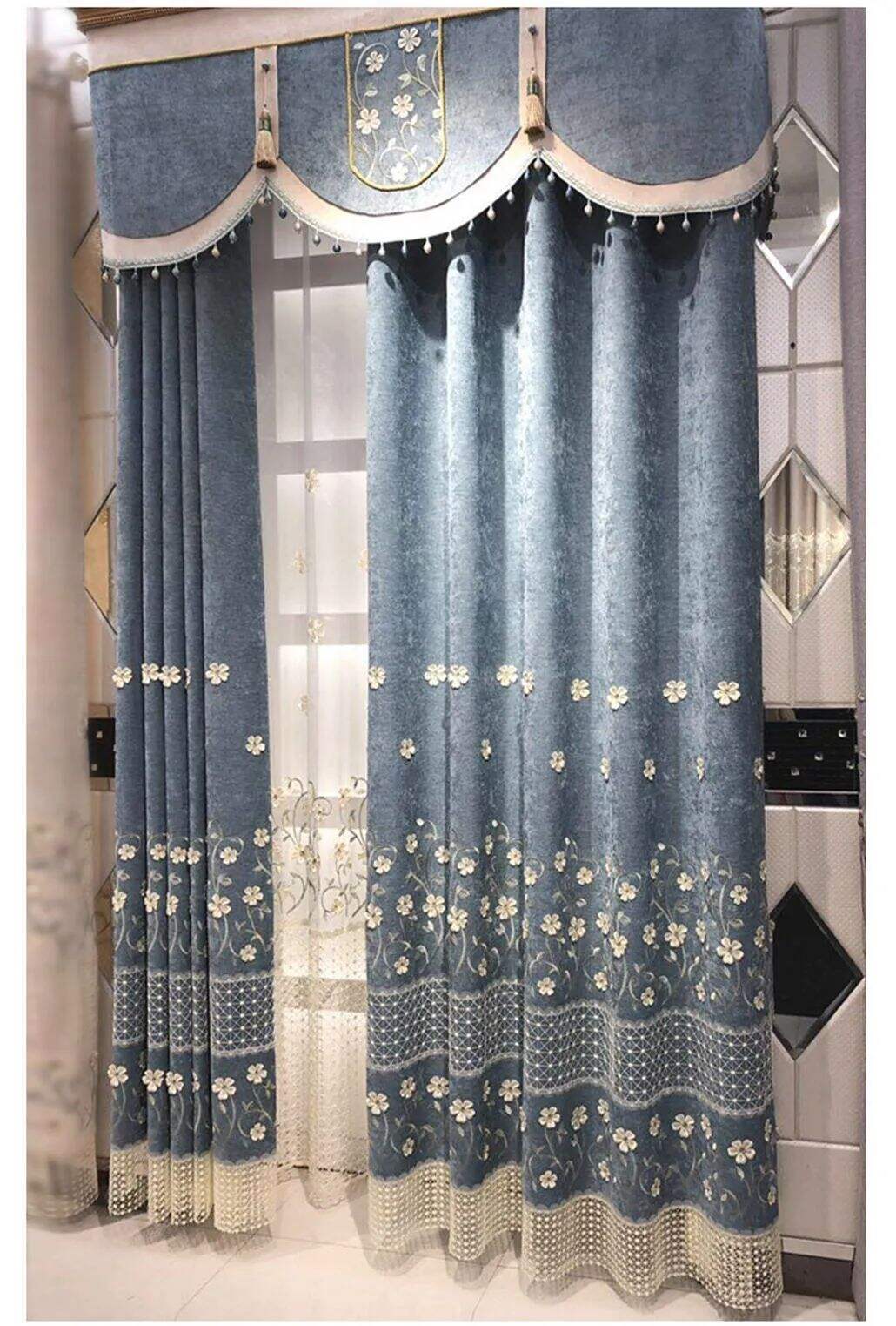 Foulola: X-2021 Series High Grade Embroidery Curtain with Sheers supplier