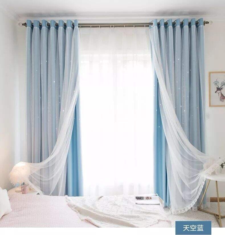 Foulola： Hot Sales Blackout Stars Curtain Fabric with Lace supplier
