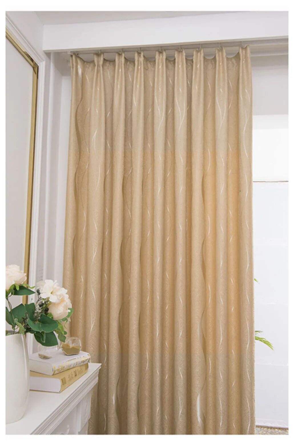Foulola: Linen Style Polyester Brushed Jacquard Curtain supplier
