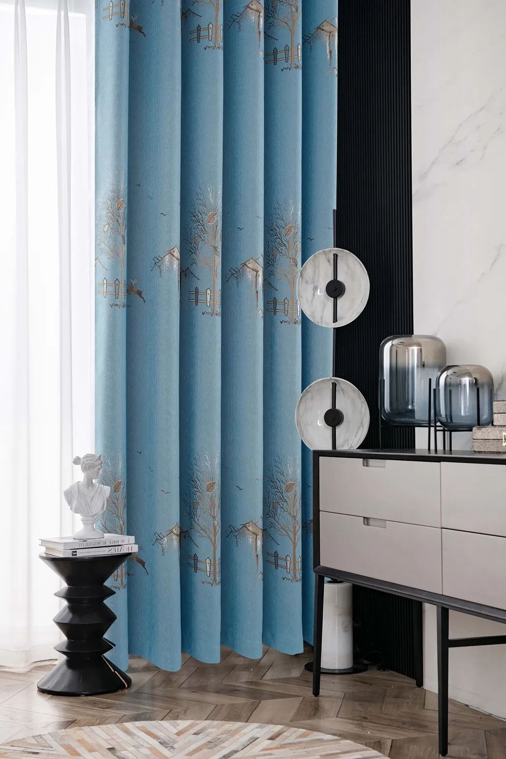 Foulola News:2.8/3.2m Width Jacquard Blackout Curtain 2201Series details