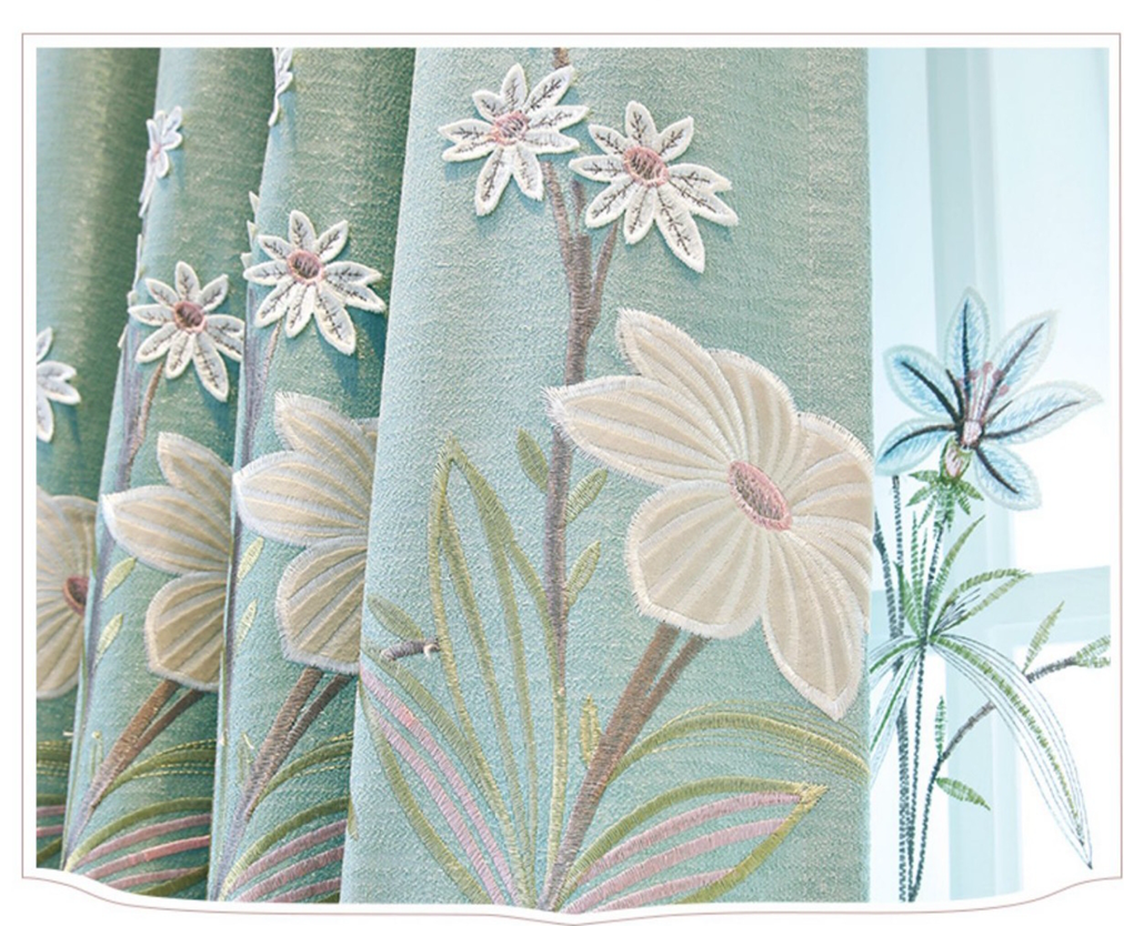 Foulola: X-2021 Series High Grade Embroidery Curtain with Sheers factory