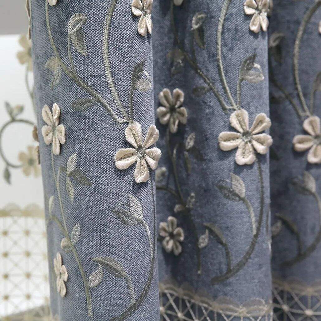 Foulola: X-2021 Series High Grade Embroidery Curtain with Sheers factory
