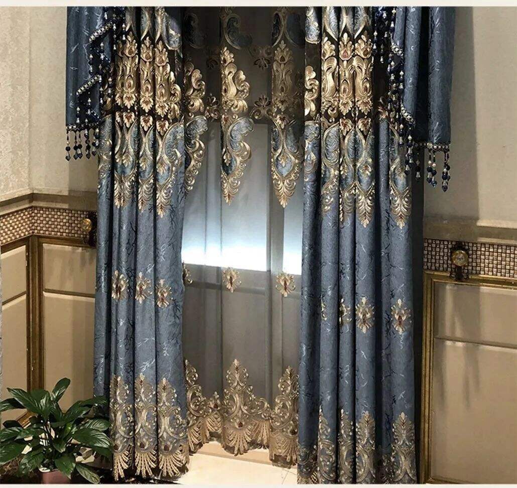 Foulola: X-2021 Series High Grade Embroidery Curtain with Sheers factory