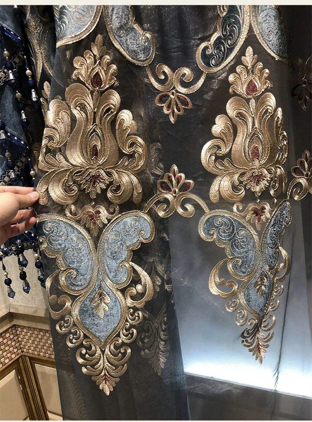 Foulola: X-2021 Series High Grade Embroidery Curtain with Sheers supplier