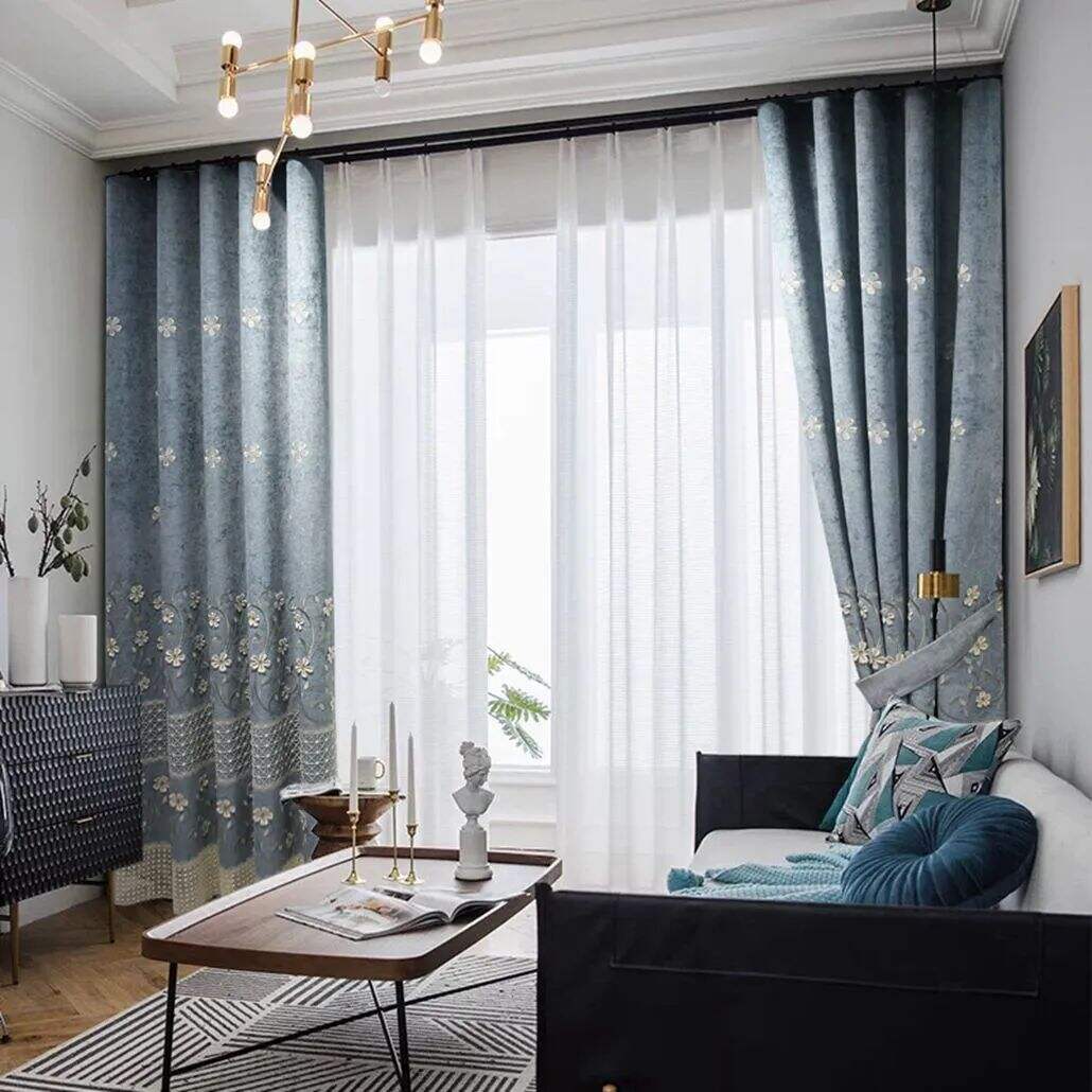 Foulola: X-2021 Series High Grade Embroidery Curtain with Sheers supplier