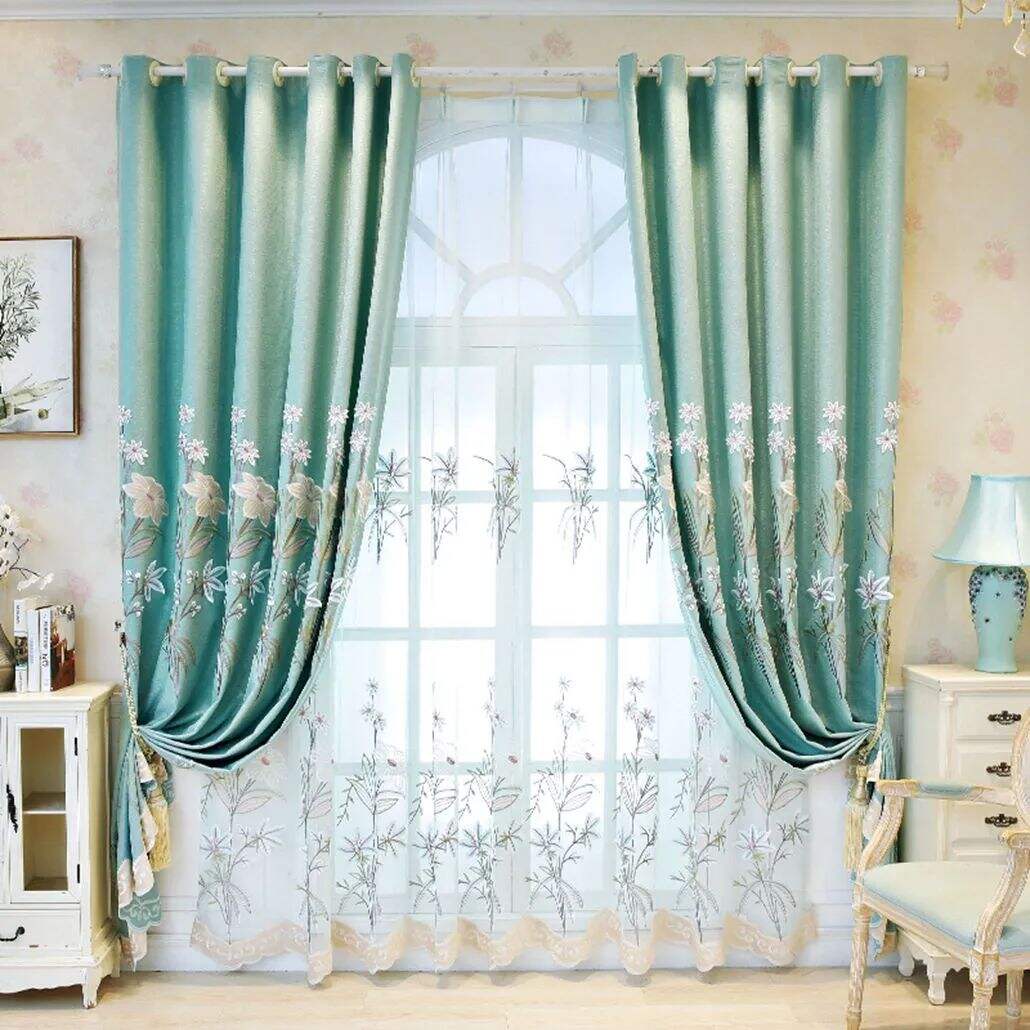 Foulola: X-2021 Series High Grade Embroidery Curtain with Sheers details