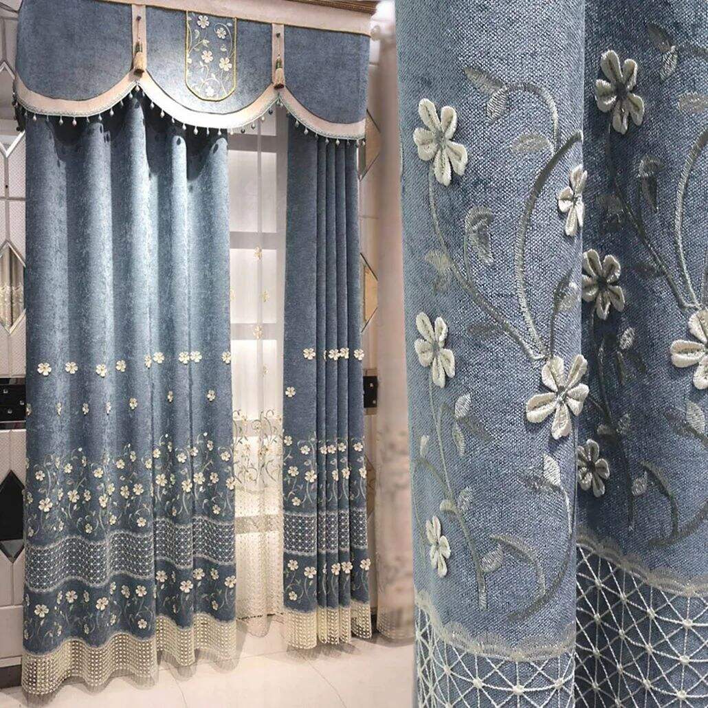 Foulola: X-2021 Series High Grade Embroidery Curtain with Sheers factory