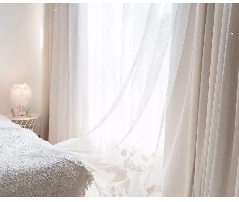 Foulola： Hot Sales Blackout Stars Curtain Fabric with Lace factory