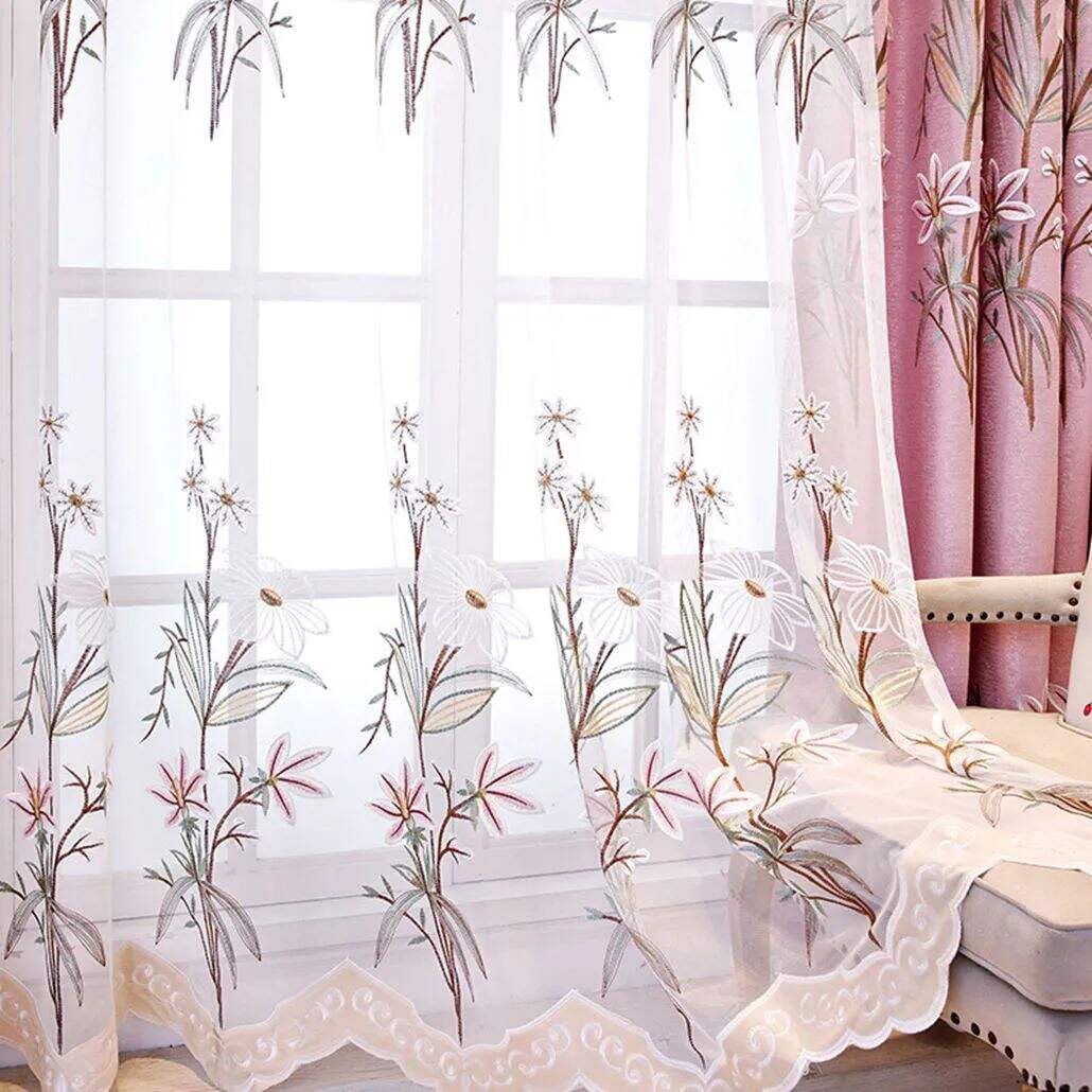 Foulola: X-2021 Series High Grade Embroidery Curtain with Sheers details