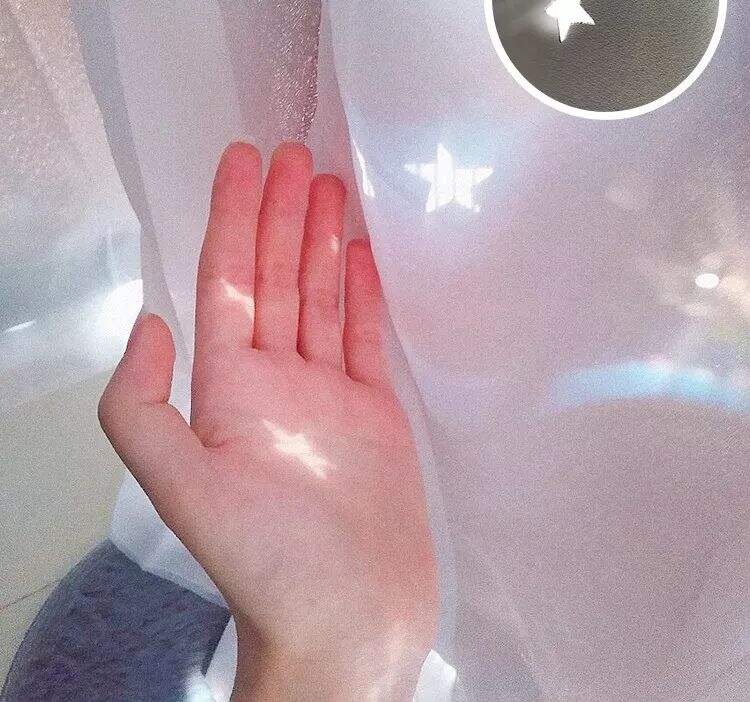 Foulola： Hot Sales Blackout Stars Curtain Fabric with Lace details