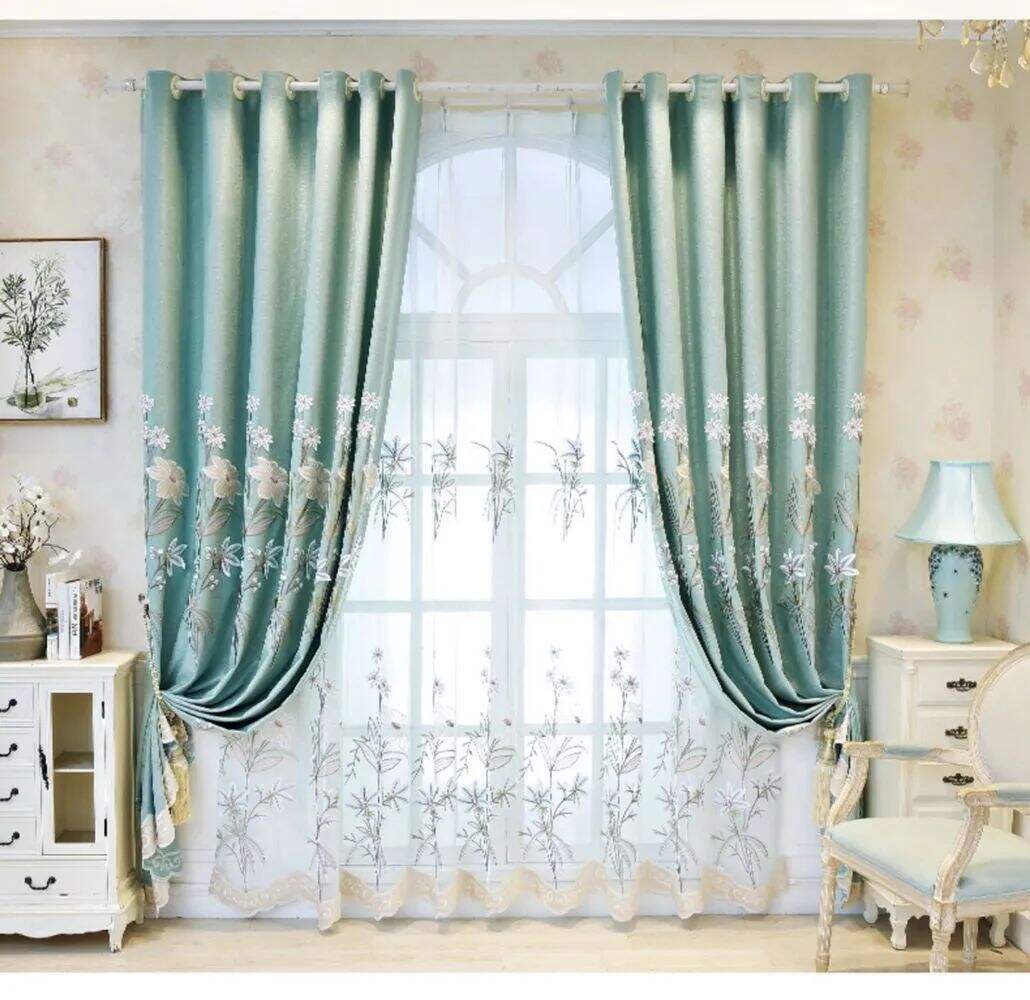 Foulola: X-2021 Series High Grade Embroidery Curtain with Sheers supplier