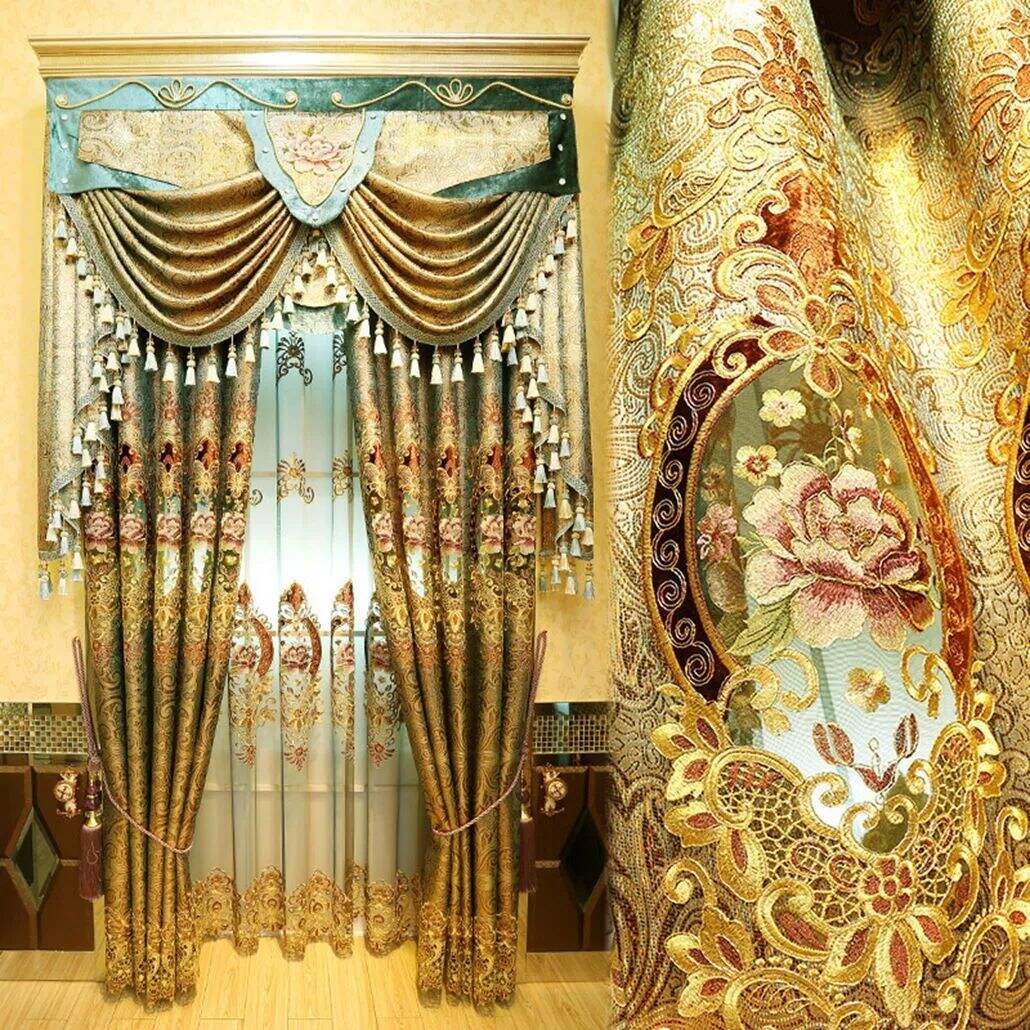 Foulola: X-2021 Series High Grade Embroidery Curtain with Sheers details