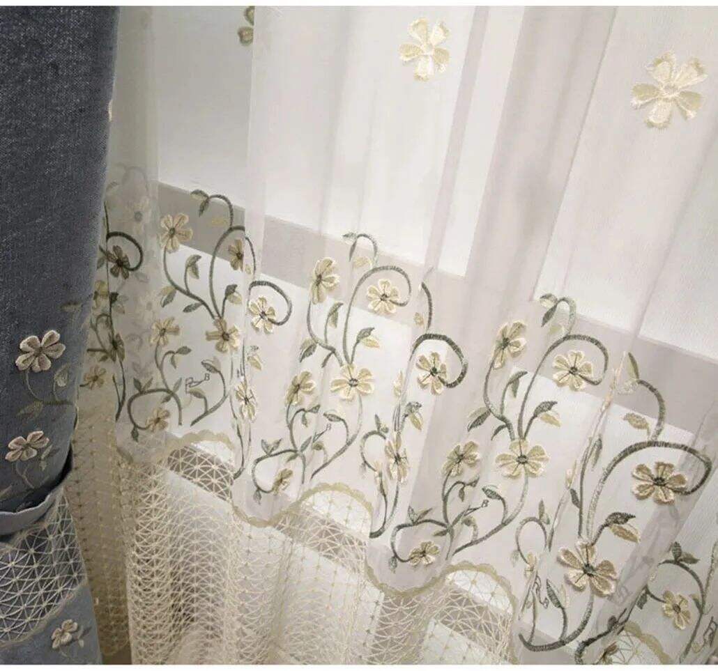 Foulola: X-2021 Series High Grade Embroidery Curtain with Sheers details
