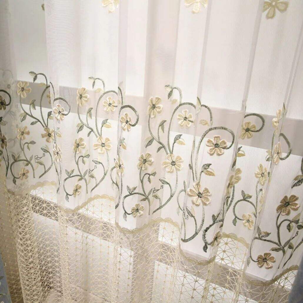 Foulola: X-2021 Series High Grade Embroidery Curtain with Sheers factory