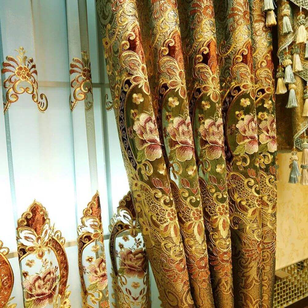 Foulola: X-2021 Series High Grade Embroidery Curtain with Sheers factory