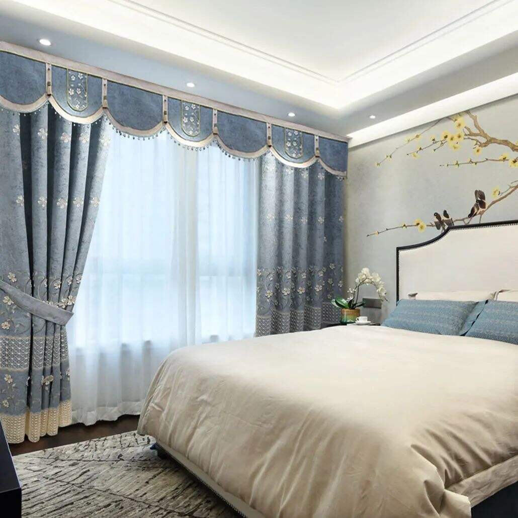 Foulola: X-2021 Series High Grade Embroidery Curtain with Sheers supplier
