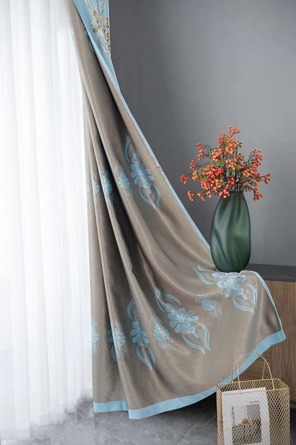 Foulola News:2.8/3.2m Width Jacquard Blackout Curtain 2201Series details
