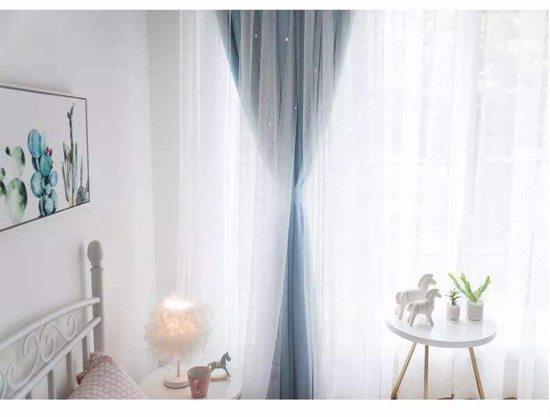 Foulola： Hot Sales Blackout Stars Curtain Fabric with Lace manufacture