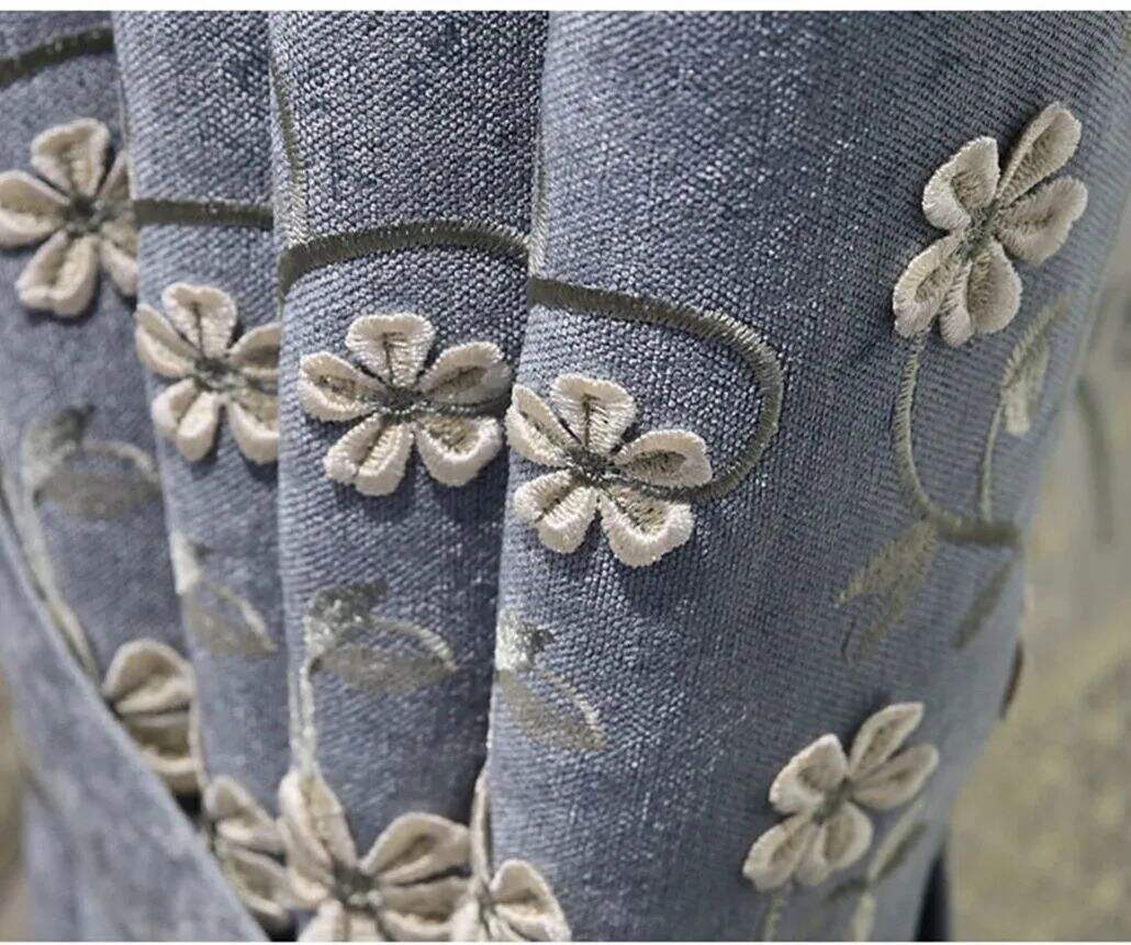 Foulola: X-2021 Series High Grade Embroidery Curtain with Sheers factory