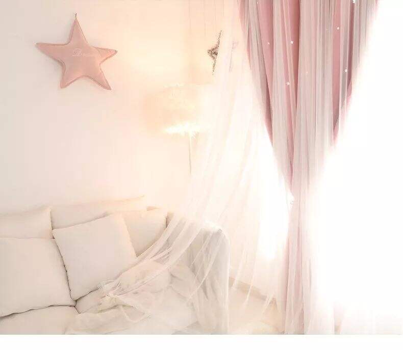 Foulola： Hot Sales Blackout Stars Curtain Fabric with Lace manufacture